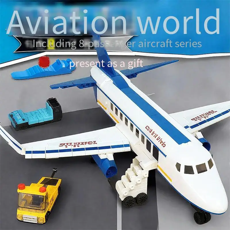 Flugzeug, großes Luftfahrtraketenmodell, zusammengebautes Passagierflugzeug, Lastenflugzeug, Baustein, Kinderset, Spielzeug