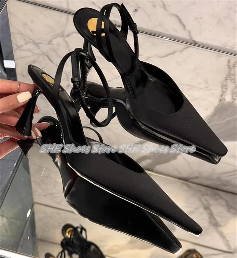 

New Fashion Pointed Toe High Heel Women Sandals Summer Ankle Buckle Strap Slingback Pumps Ladies Party Catwalk Dress Shoes