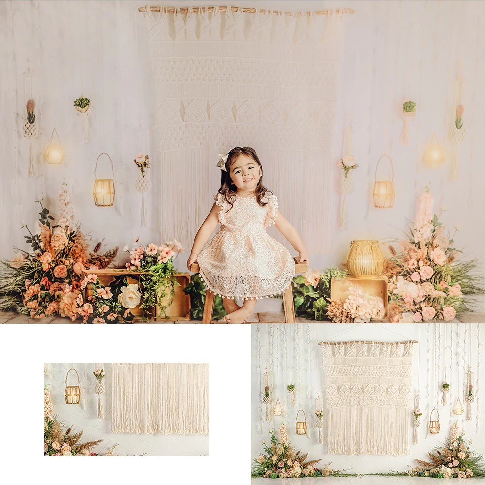 

Boho Macrame Curtains Backdrops Kids Baby Photography Cake Smash Props Child Adult Photocall Decors Spring Theme Backgrounds