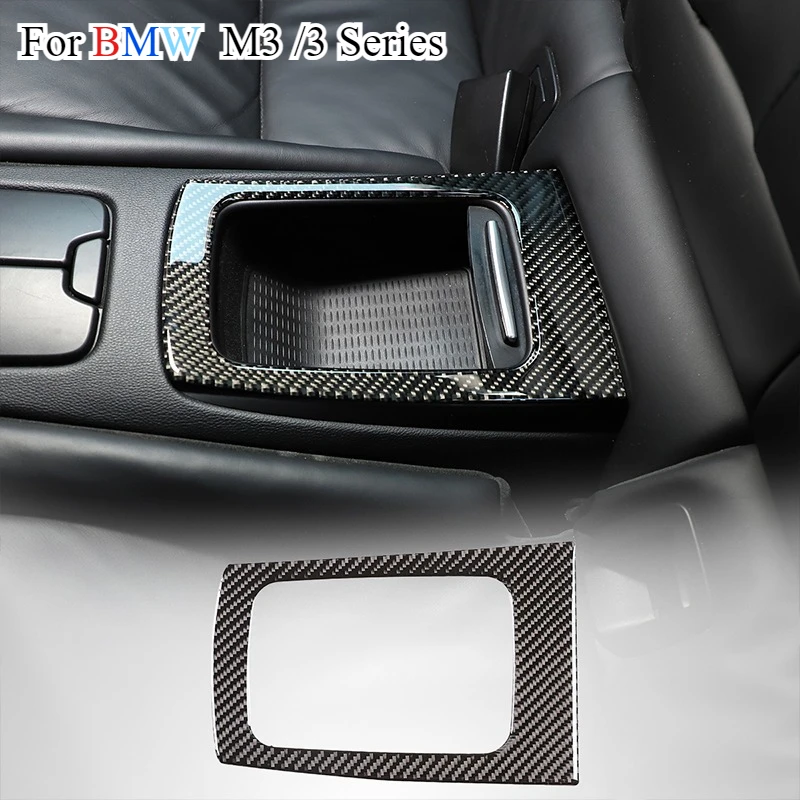 

For BMW 3 Series E90 E92 E93 M3 F80 2 Door 2007-2013 Car Styling Rear Row Seat Middle Storage Box Frame Soft Carbon Fiber Trim