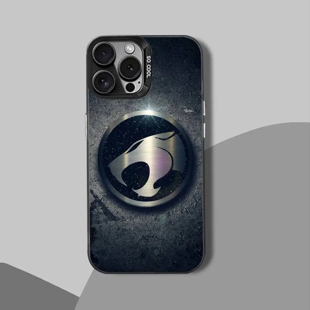 حافظة هاتف T-Thunder Cat-es الشهيرة لهاتف iPhone 12,16,11,14,13,17,15,E,Max,Plus,Air,Pro,غطاء أسود صغير غير لامع مقاوم للصدمات