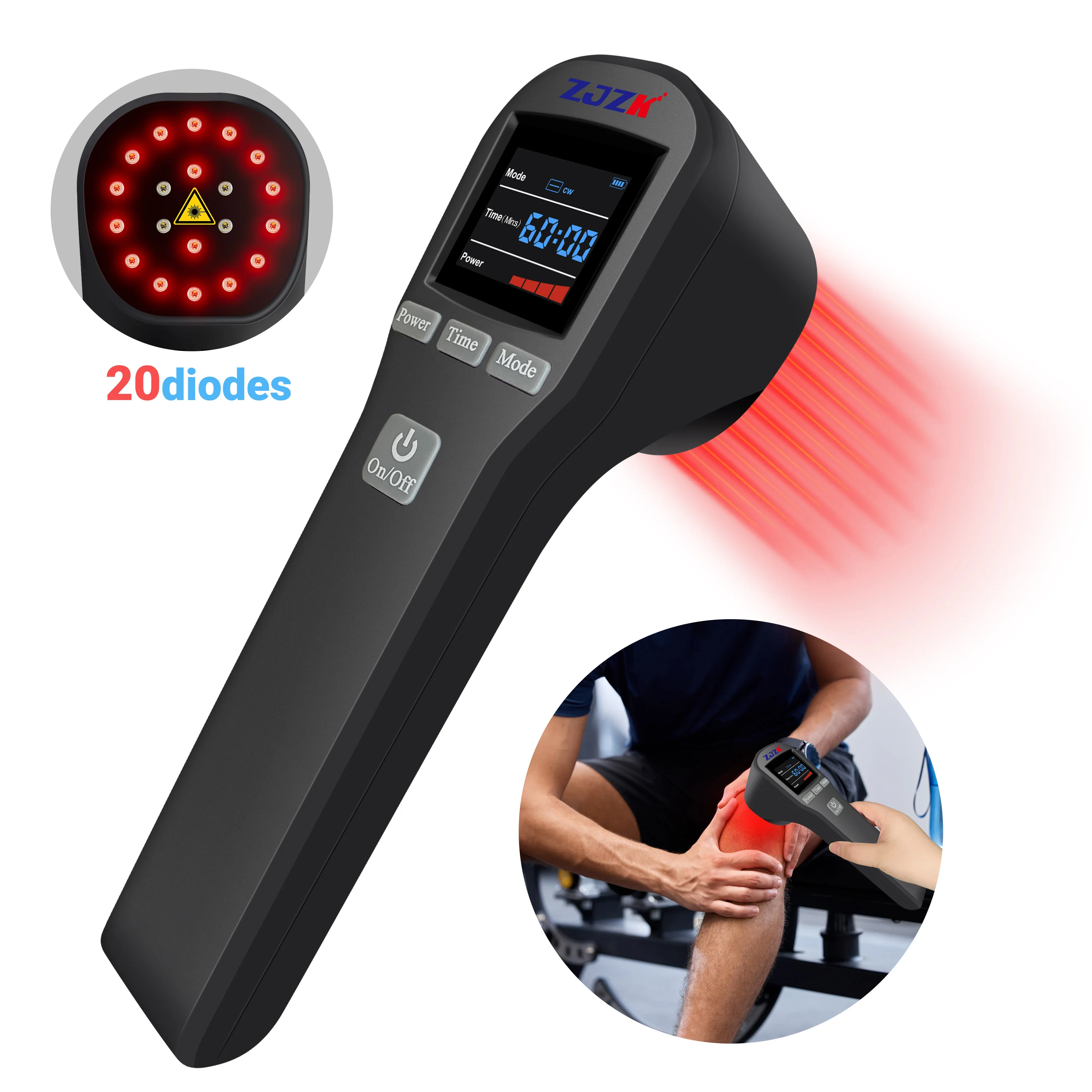 

ZJZK 880mW Cold Laser Wound Healing 650nmX16Diodes+808nmX4Diodes Arthritis Laser Therapy For Tmj Knee Arthritis Muscle Aches