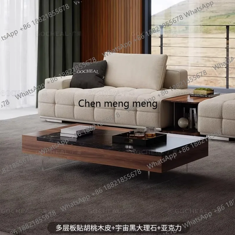 

Coffee table Italian minimalist medieval small apartment living room marble square walnut tea table