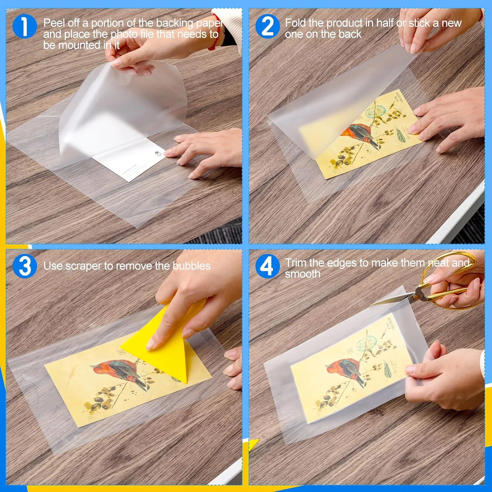 20 Sheets A4 Matte Clear Self-Adhesive Laminating Sheets, Waterproof Cold Laminated Film, No Machine Needed, Protection Photos