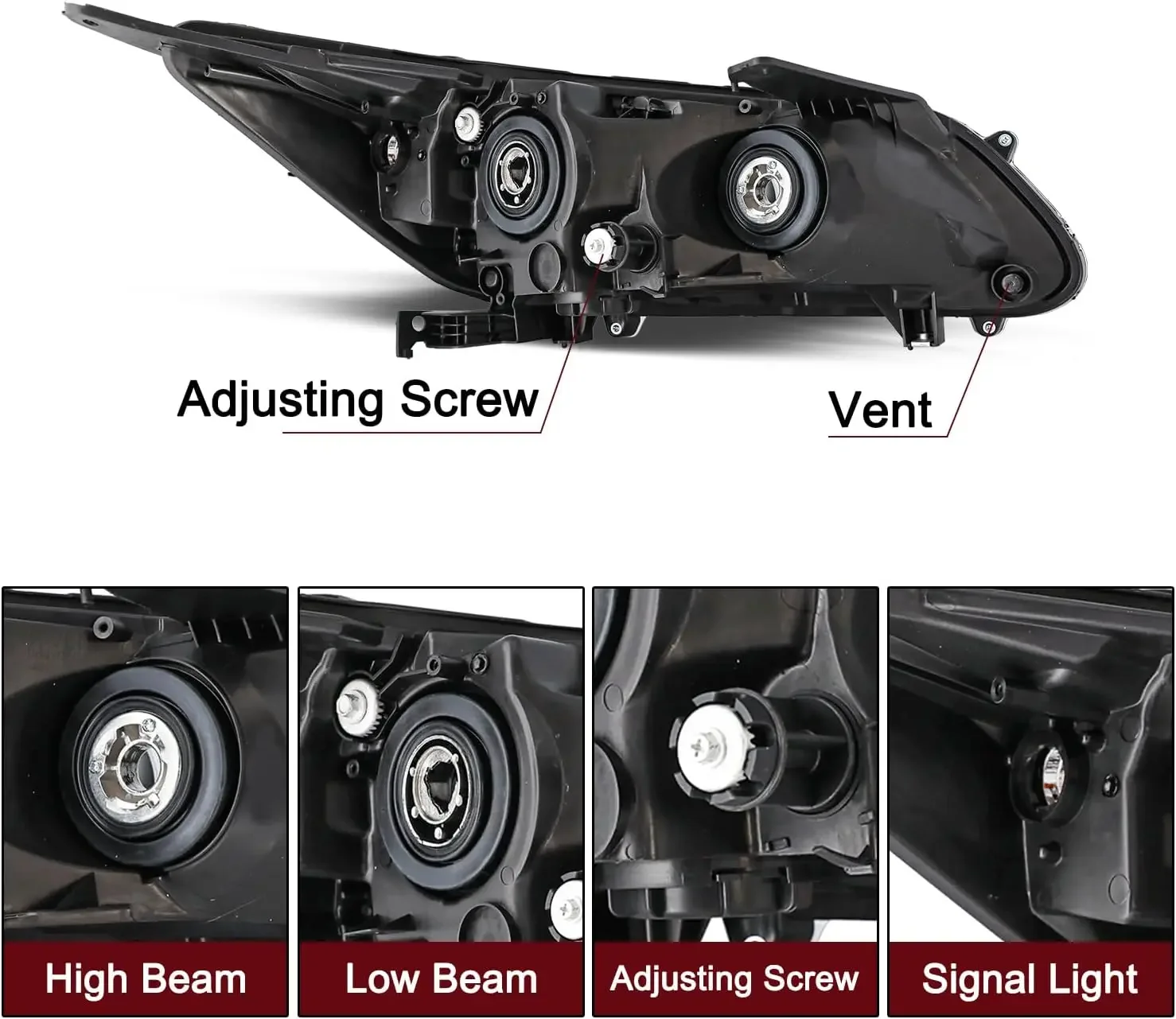 Untuk Honda Accord Sedan 4-Pintu Tahun 2013 2014 2015 [Tipe Halogen Pabrik] Set Pengganti Lampu Depan Proyektor (Chrom
