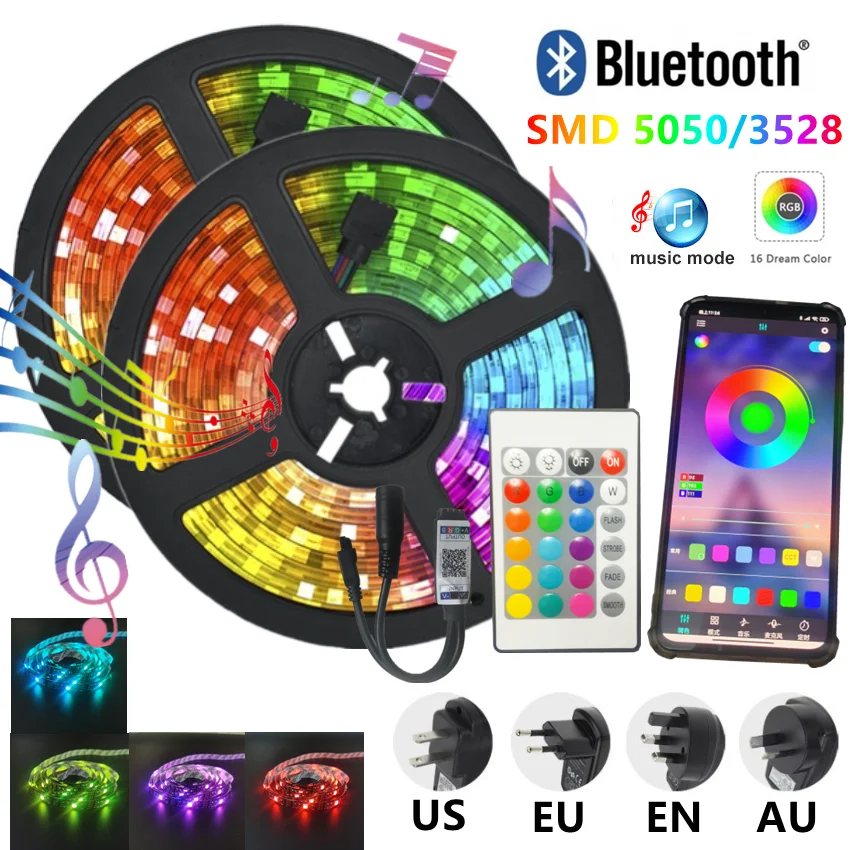 

Светодиодная водонепроницаемая лента RGB 5050 SMD с поддержкой Bluetooth, 20 м, 5 м, 10 м