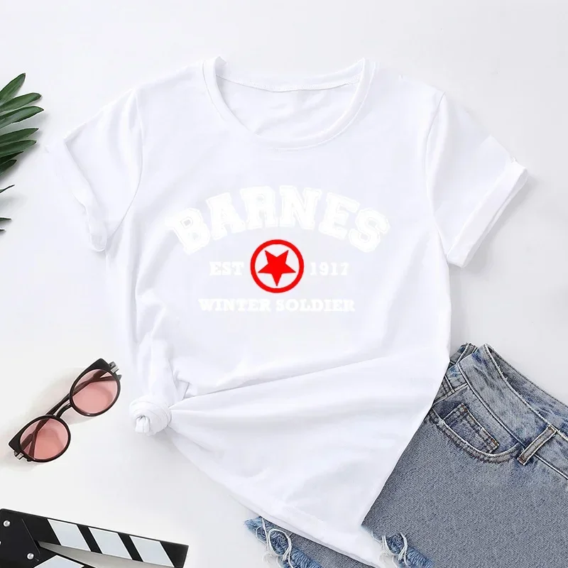 Barnes 1917 T Shirts Women Summer Vintage Winter Soldier Bucky Barnes Short Sleeve T-Shirt Women Short Sleeve Tee Shirts