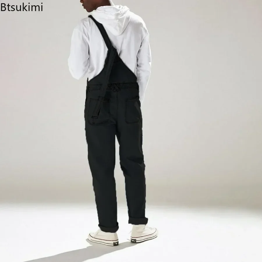 2025 Men's Denim Jeans Jumpsuit Streetwear Spring Autumn Trendy Strap Pants High Waist Men's One-piece Jeans Trousers Overalls