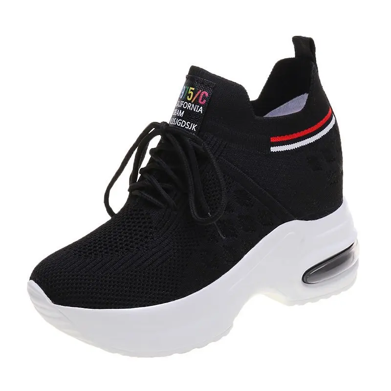 Womens PU Fabric Retro Lace-Up Sneakers Women\'s Heels Summer Autumn Fashion Designer Tennis Female Breathable Shoes