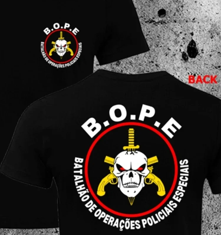 تي شيرت BOPE Tropa De Elite البرازيل الخاص لقوات النخبة بأكمام قصيرة كاجوال 100% قطن للرجال