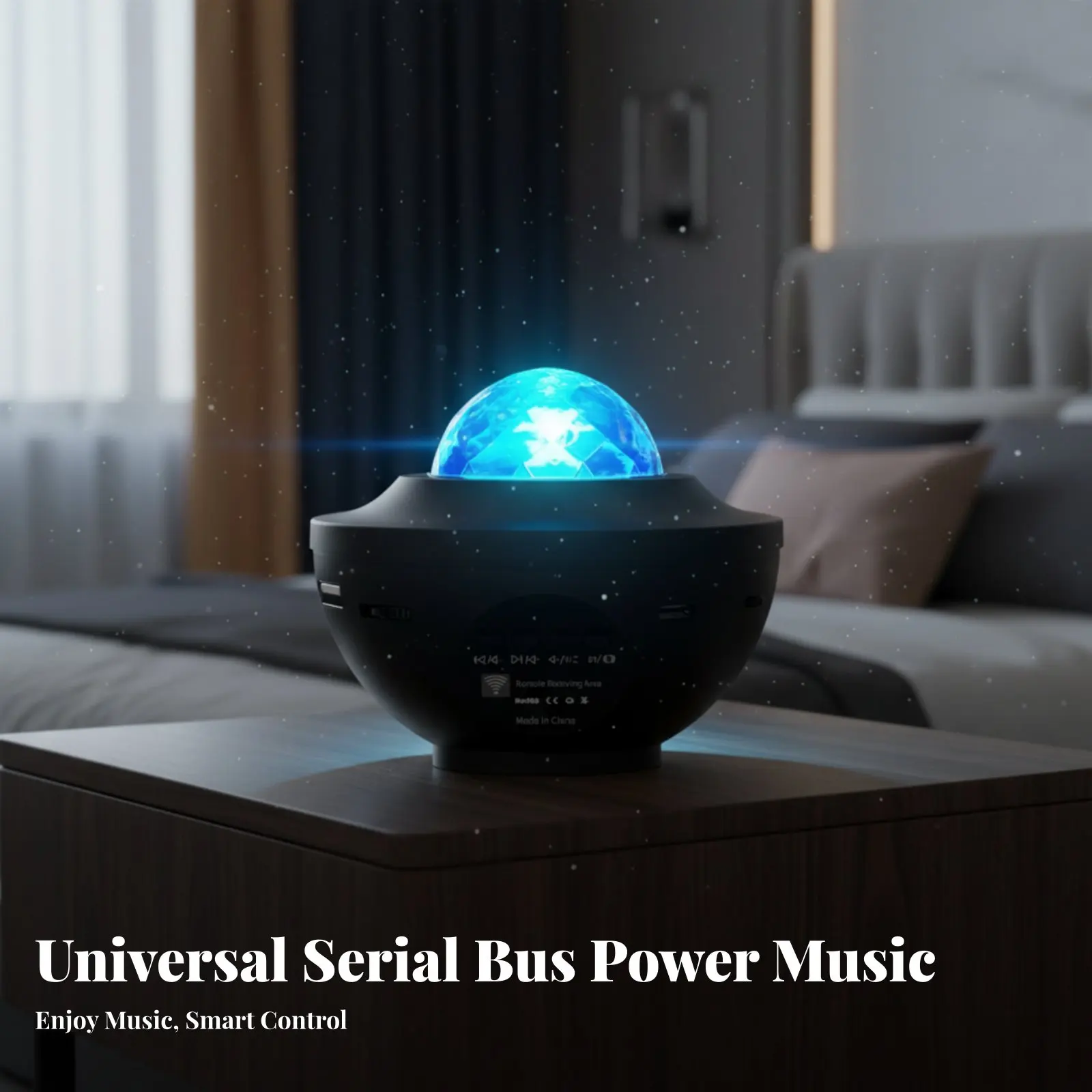 

Проектор-ночник Starry Cosmos, миниатюрный дизайн в форме чаши, портативный, с музыкой, вращающийся светильник с эффектом водной ряби, с пультом ДУ для дома