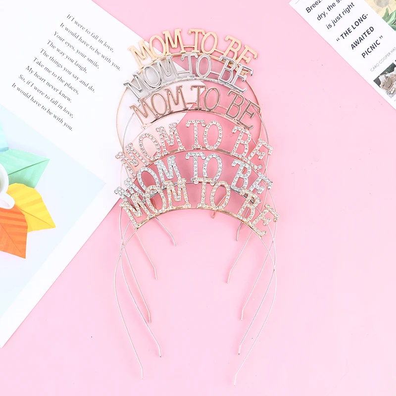 Rose Golden Silver Color Mom To Be Tiara Crown Headband For Baby Shower Boy Girl Gender Reveal Party Announcement Decorations 1X