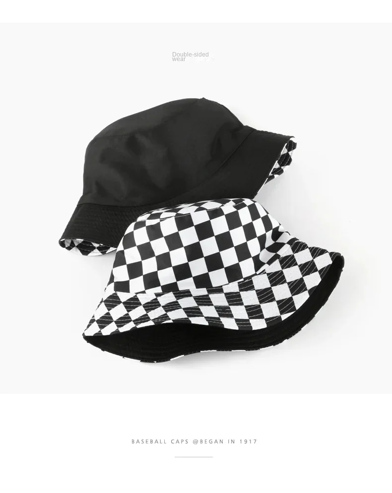 Doppelseitige karierte Eimerhüte für Damen und Herren, modische Persönlichkeit, Fischermütze, Outdoor-Sport, Reisen, Sonnenschutz, Bob-Hut, Gorra – Detail 10
