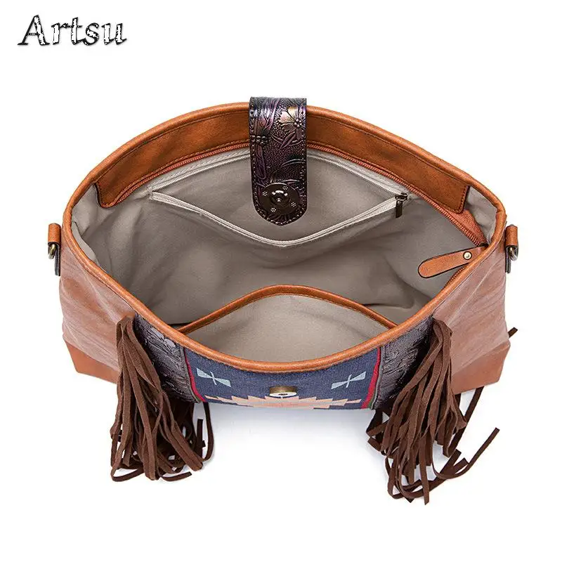 Women's New Fashion Shoulder Bags Retro Embroidery Tassel Tote Bags Niche Korean Leisure Versatile High Capacity Handheld Bag