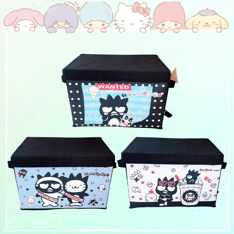 Kawaii Sanrio Bad Badtz Maru New Style Pu Flip Cover Desktop Storage Box Office Bedroom Wardrobe Foldable Girl Dormitory Storage