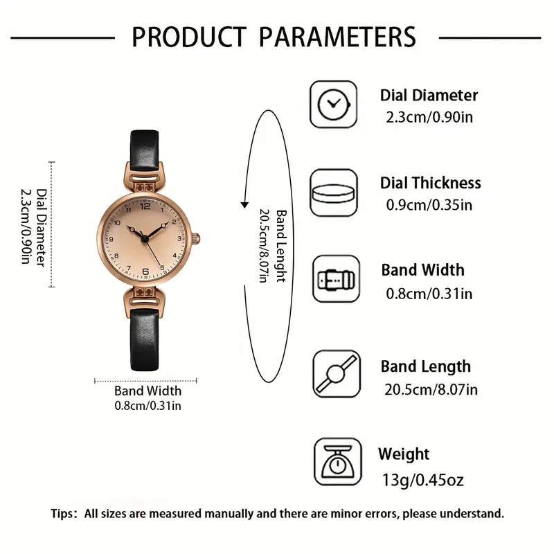 Women's Watch, Quartz Watch, Simple Fashion Casual Watch, Small Elegant Leather Strap, Round Dial