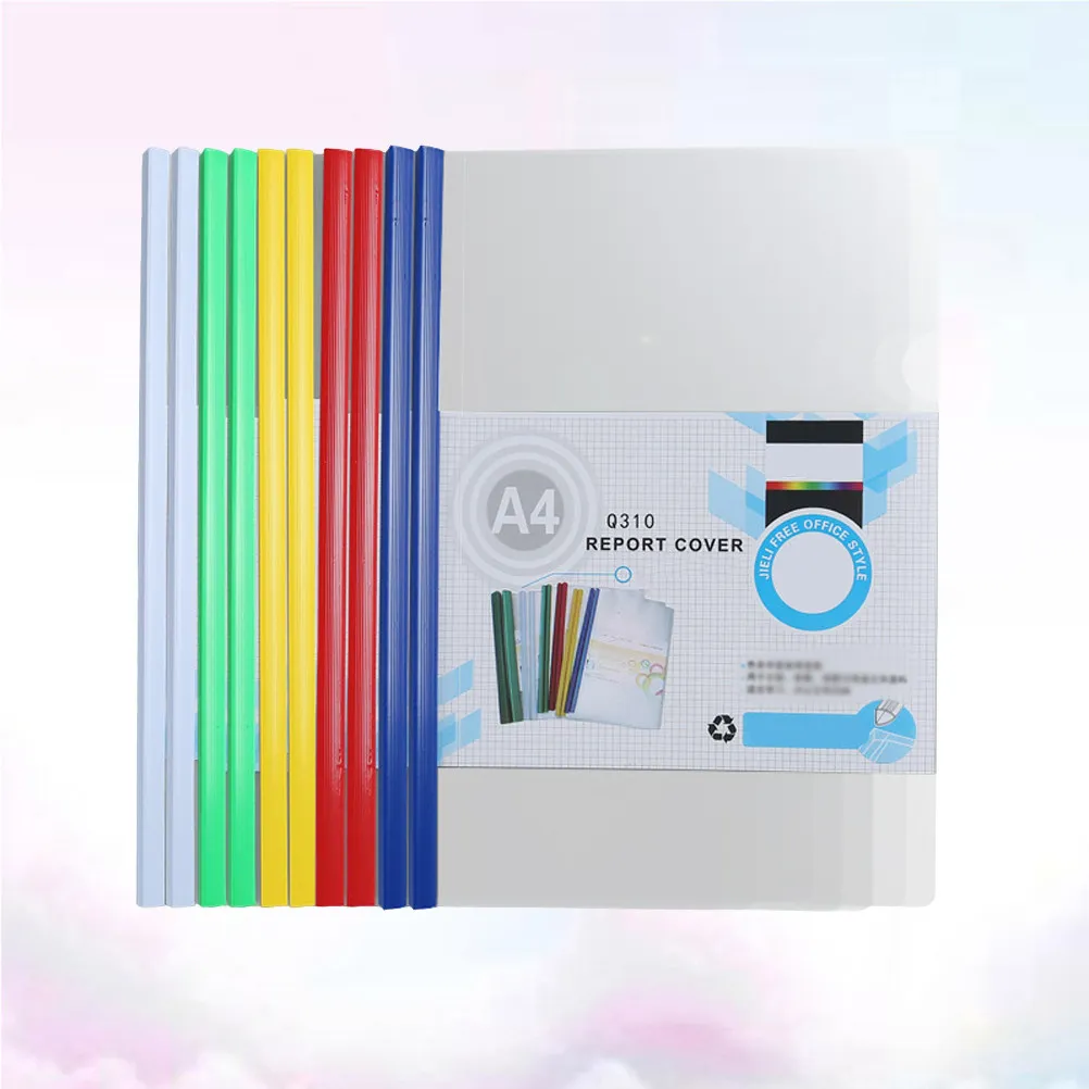 

20Pcs Transparent Plastic File Folder Sliding Bar Holder A4 Paper Organizer Document Contract Report Resume Folder for Office