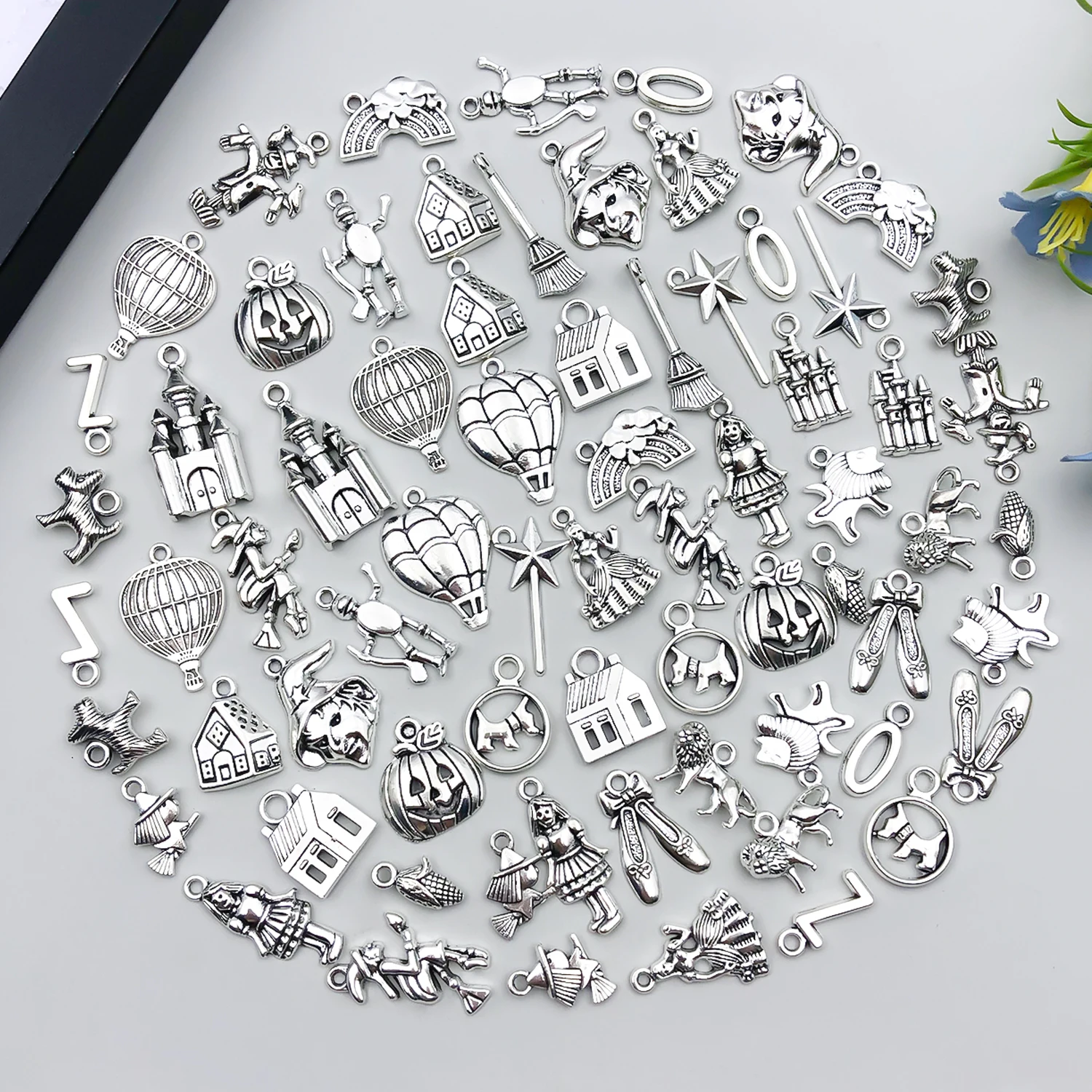75-Piece Antique Silver Charm Set Inspired by the Wizard of Oz for Creating Unique Bohemian Jewelry And Accessories - view 4