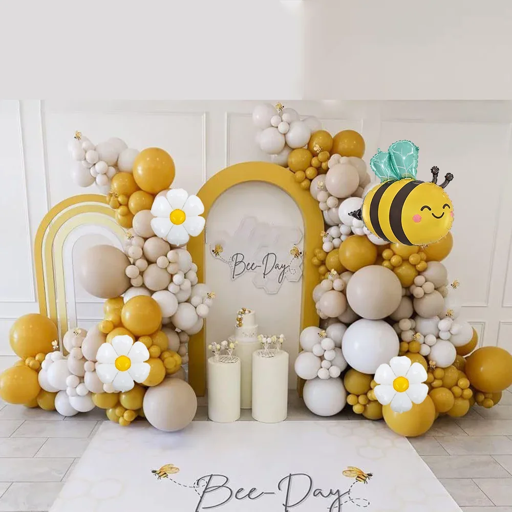 140PCS Bee Themed Balloon Wreath Suitable for Birthday Party Decoration, Summer Party Decoration Supplies