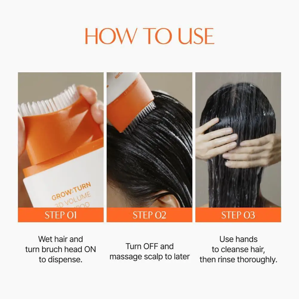 Grow:Turn 3D Volume Shampoo Instant Volume Thickens Hair Lift Silicone Massage Comb Anti-hair Loss Shampoo Brand Hair Roots Care 5