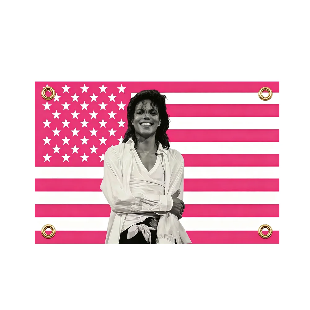 Michael Jackson Pink US Flag 2x3ft 3x5ft King Of Pop Music Star Polyester Banner For Bedroom Man Cave Fan Wall Hanging Decor