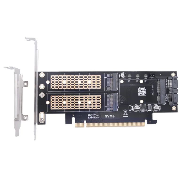 Karta rozszerzająca komputera stacjonarnego 3 w 1 PCIE X16 do M.2 M Key NVME SSD+M.2 B Key SATA SSD+MSATA SSD Adapter Card