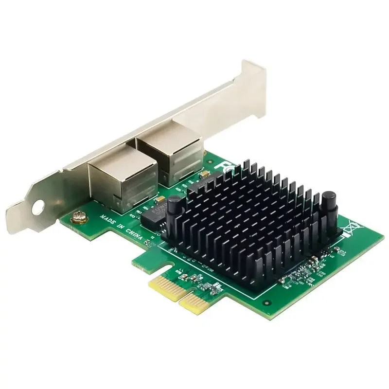 2*RJ45 Port Lan Adapter Network Card PCIe 1x Gigabit Dual Port Server for Desktop Intel225 chip