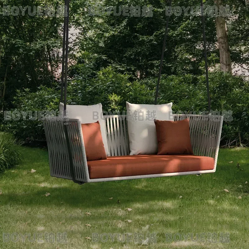 Outdoor Rattan Hanging Chair Swing Hammock for Patio Balcony Garden Villa Leisure Rope Seat Home Decor
