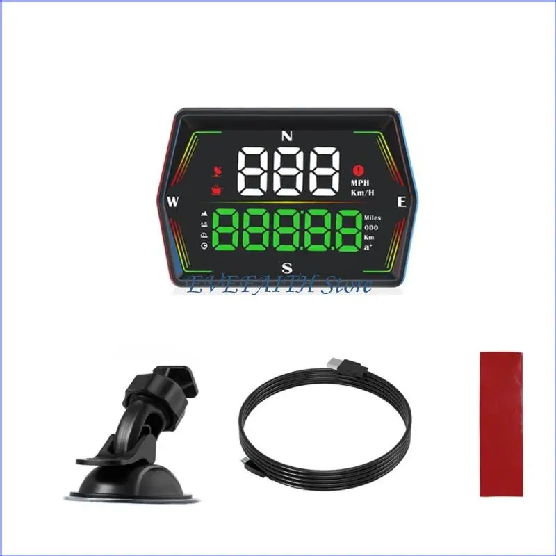 

124B Универсальный автомобильный HUD со спидометром в реальном времени, автоматический контроль яркости и противоударный дизайн