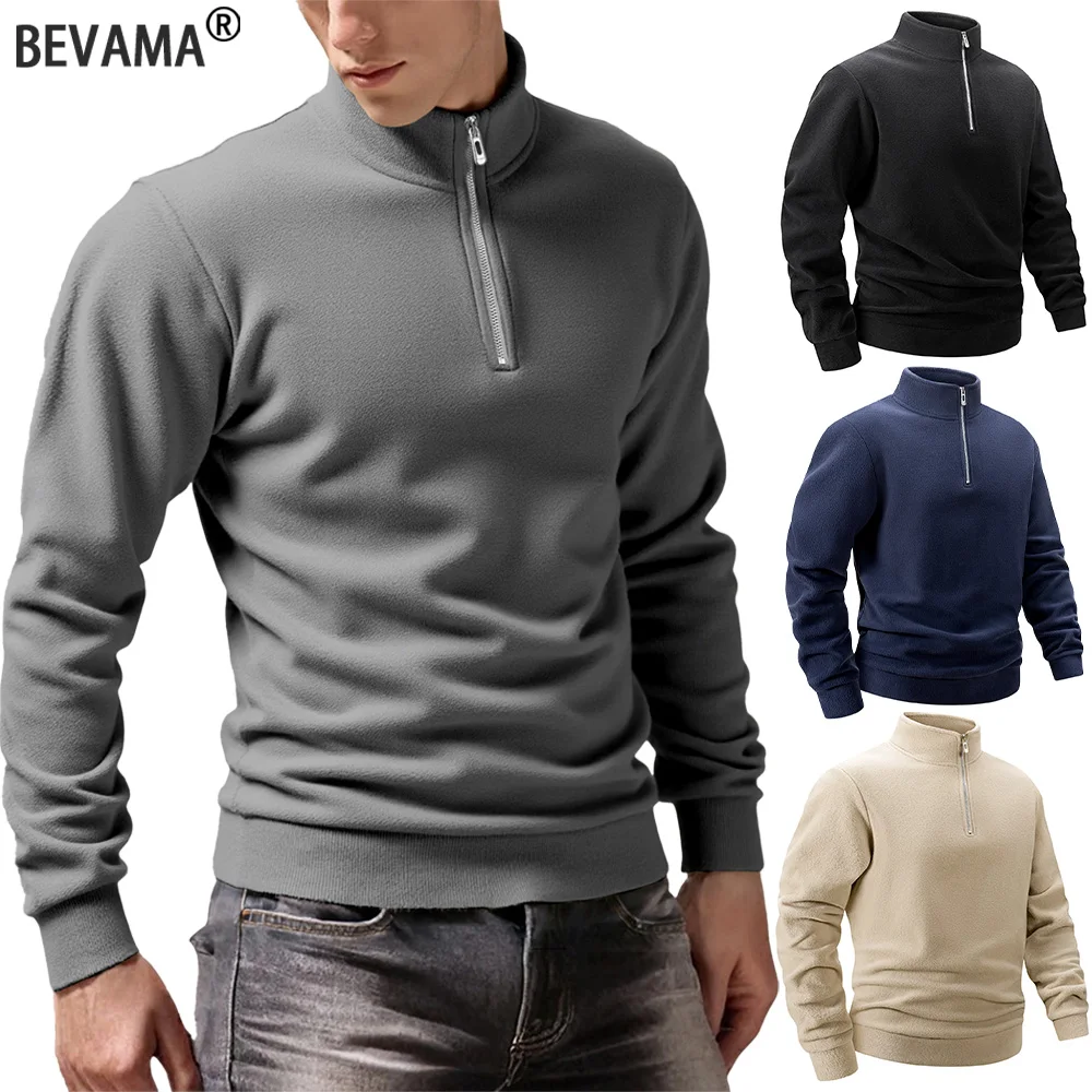 2025 الرجال بلوزات الصوف عادية بلايز نصف سستة الوقوف طوق البلوز الدافئة اليومية الأساسية فضفاضة طويلة الأكمام بلوزات #1