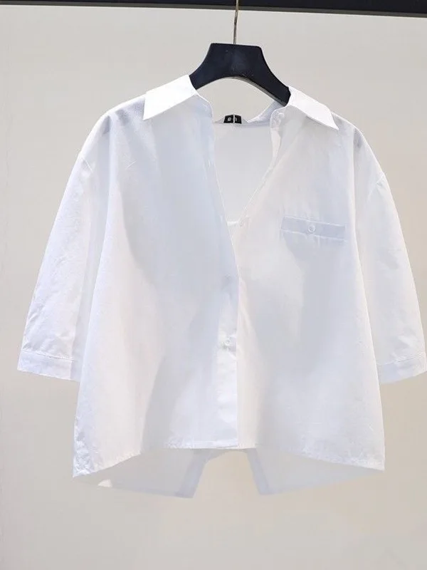 Cseta de Manga Corta Estilo Urbano para Mujer, Moderna y Hermosa, Verano 2025, Nuevo Diseño con Abertura Trasera, Manga Me...