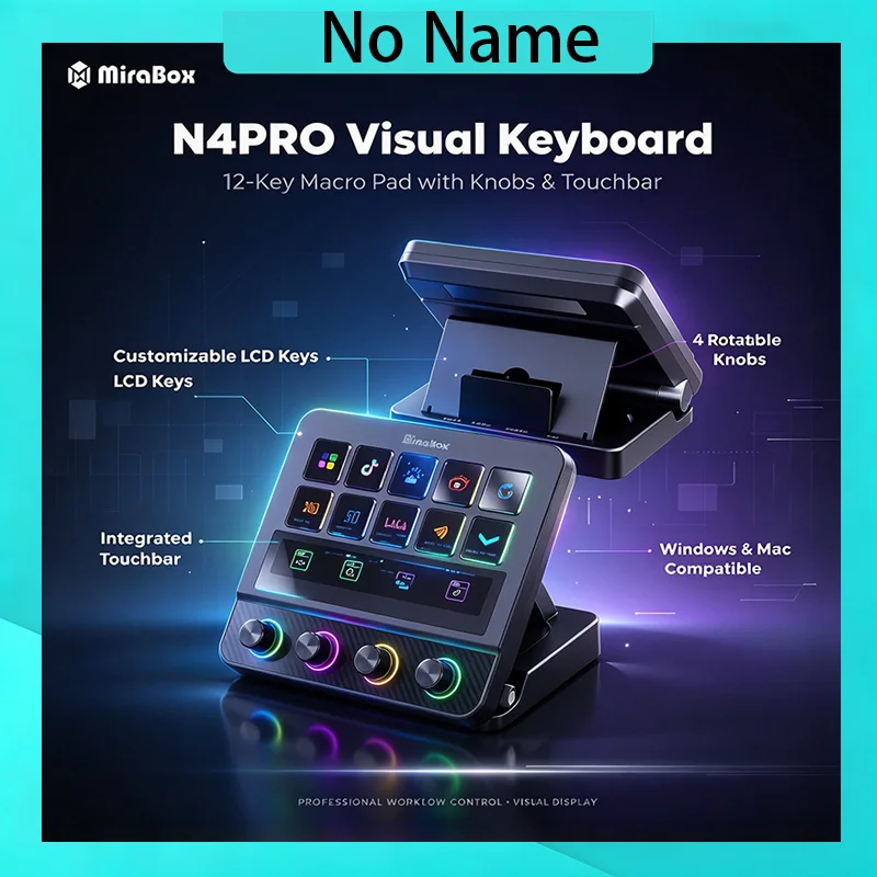 Mirabox N4 Stream Deck 10 LCD Keys Macro Keyboard Mini Keypad Live Console Studio Controller PC Gaming Streaming RGB White