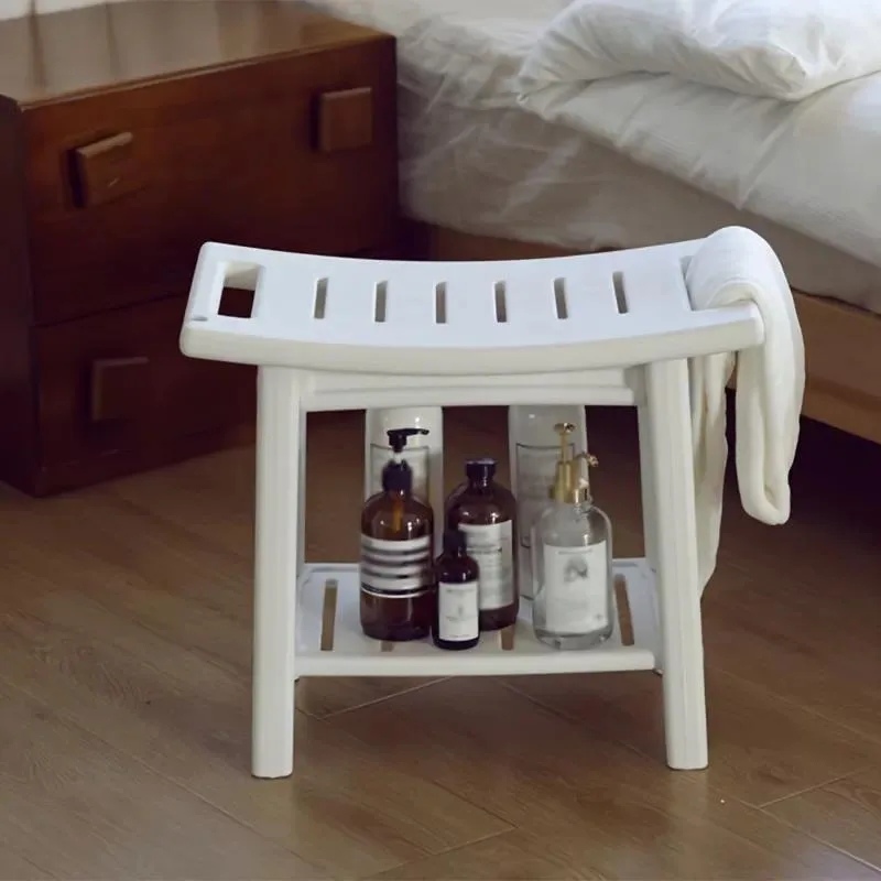 Bathroom Storage Stool, Shower Stool, Solid Bathtub Stool, Bathroom Tidying Stool for Changing Clothes, Durable Plastic Stool