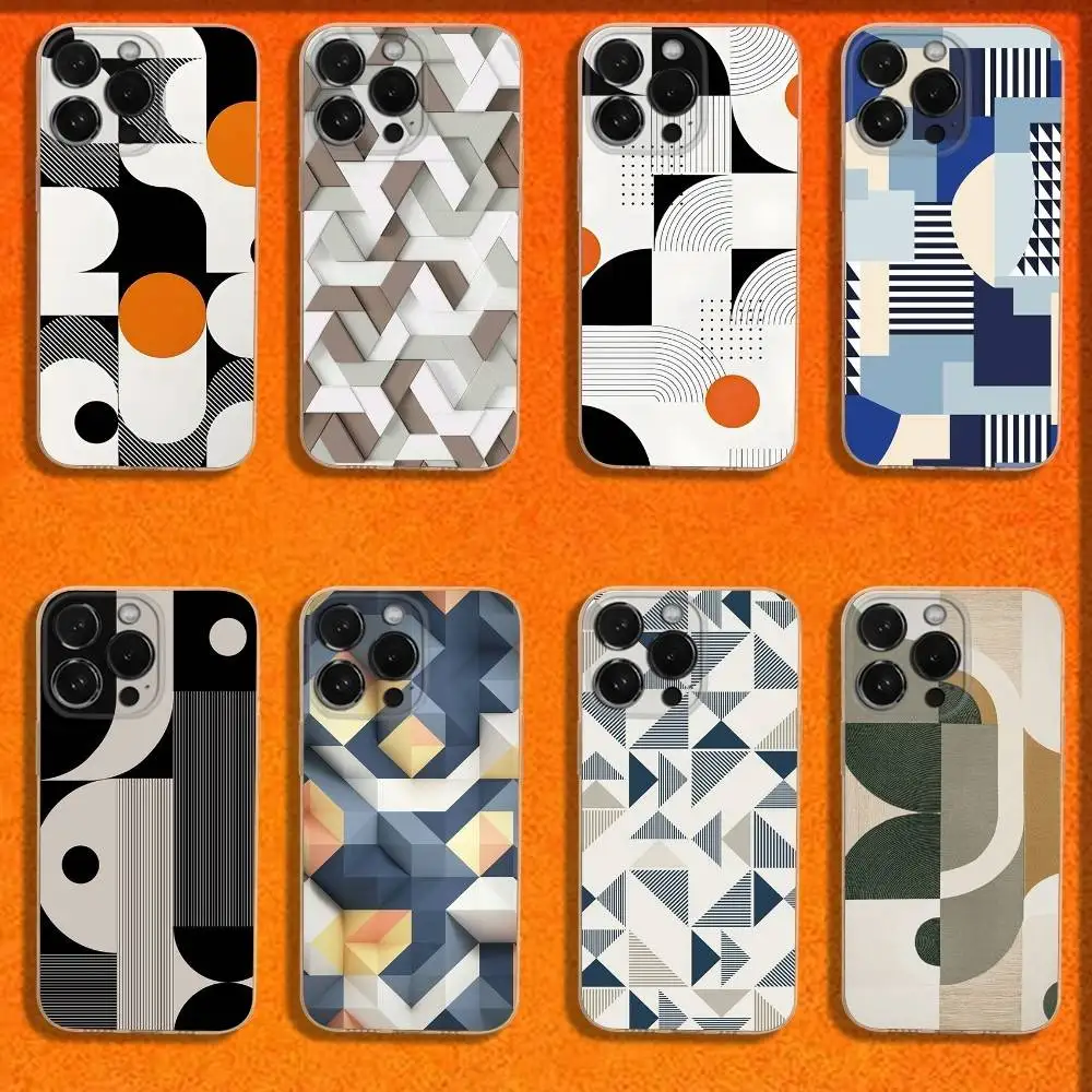 

geometric art pattern Phone Case For iPhone 16,15,14,13,12,11 Plus,Pro,Max,XR,XS,Plus,E,Mini Transparent Soft Cover