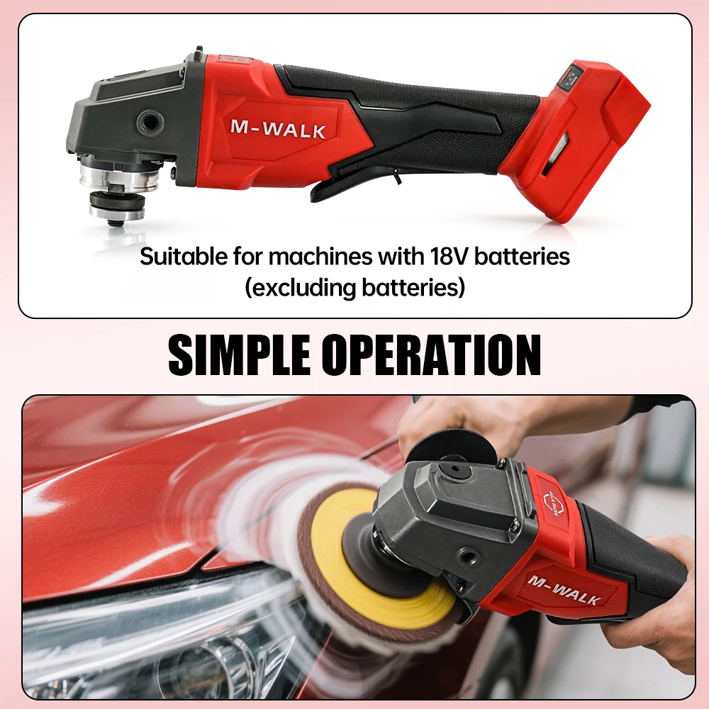 100/125mm Brushless Angle Grinder Polishing Machine Cordless Grinding Machine Cutting Woodworking For Milwaukee 18V Battery Pin - Image 3