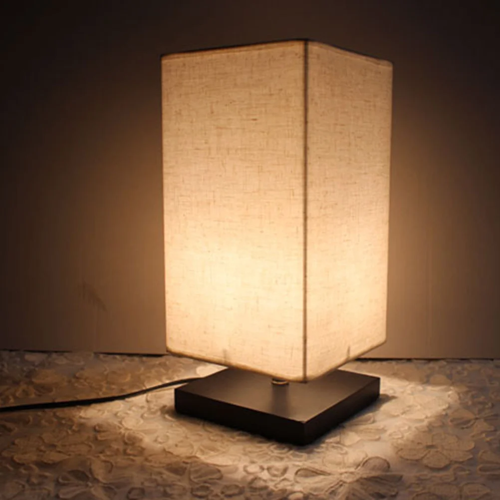 

Fabric Table Square Shade Modern Night Lamp Lamps For Small Spaces For Bedroom Living Room Us Plug Small Side Table Lamp