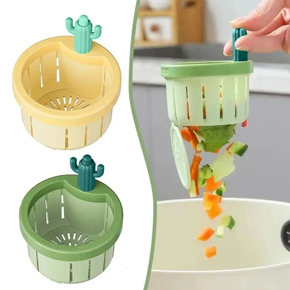 Colador de drenaje de fregadero de cocina Cactus, cesta de drenaje de fregadero de fácil limpieza, recogedor de residuos de alimentos para herramientas de cocina