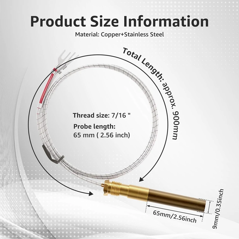 35" Thermopile Generates 750 Millivolt Thermopile Generators Assemblies Gas Fryer Cluster Thermocouple Fryer Parts