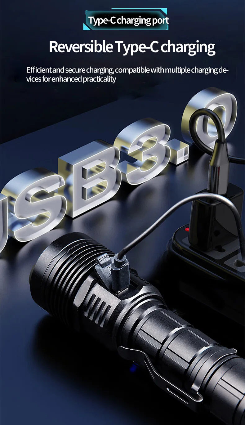 High Power Rechargeable LED Tactical Flashlight Spotlight cup Aluminum Alloy Torch Lamp for Outdoor Camping Fishing