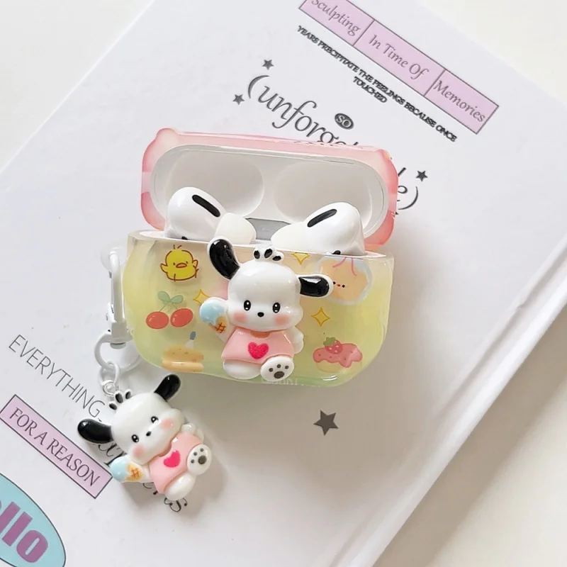 Appleairpods3/43DアイスクリームパグイヤホンケースairpodsPRO2/PRO3漫画に適しています。