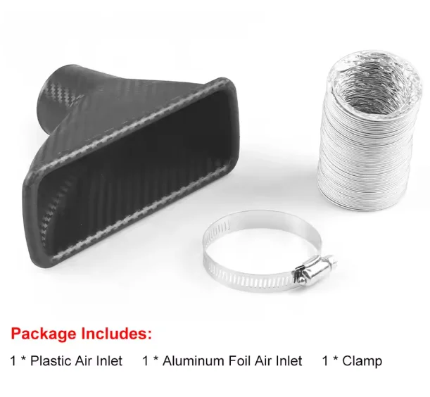 1 Set Universal Car Front Bumper Admission Air Intake Pipe Kit ABS Turbine Inlet Kit Pipe Air Funnel