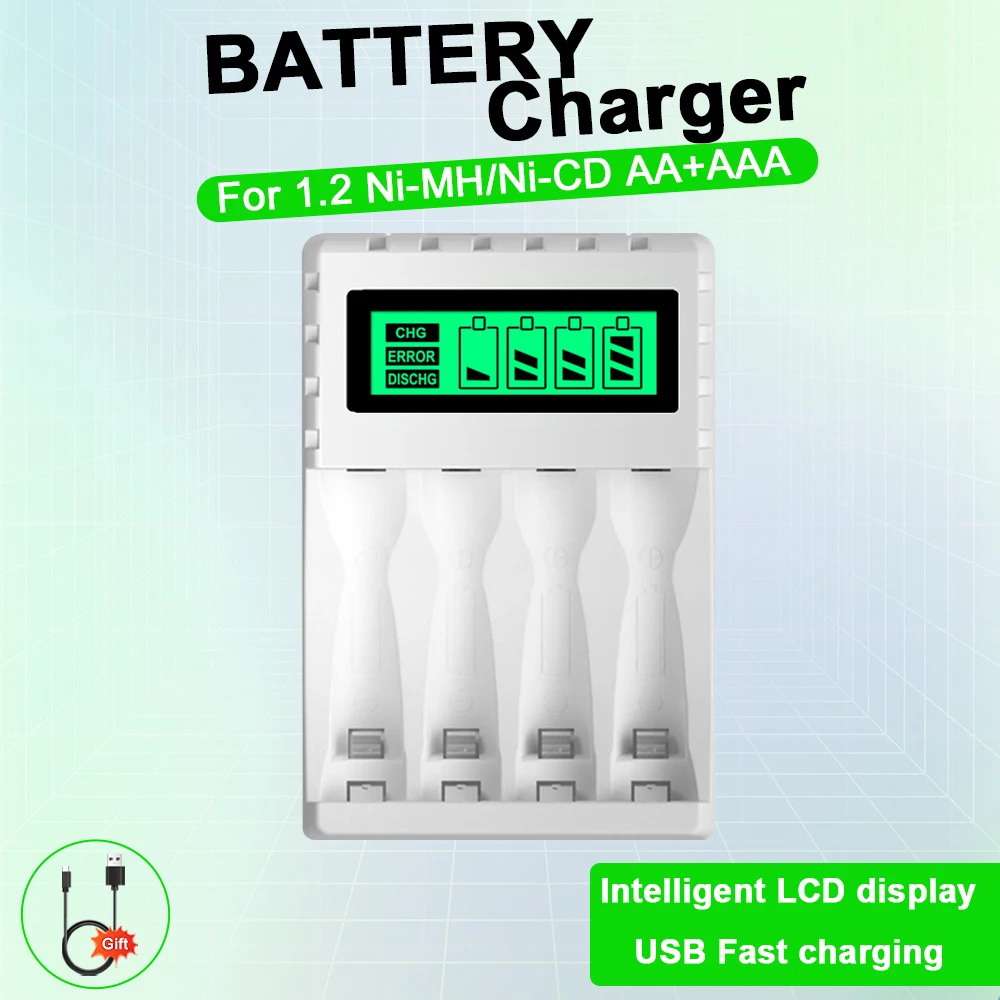 

4/8 Slots Ultrafast Smart Battery Charger USB charger For 1.2V AA AAA Ni-CD Ni-MH Rechargeable Battery LCD Display Quick Charger