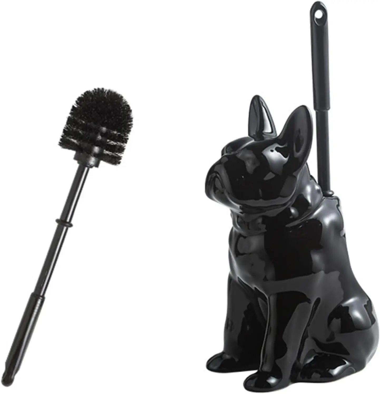 

Creative French Bulldog Ceramic Toilet Brush Holder Set Shar Pei Dog Statue Bathroom Cleaning Tool Luxury Washroom Decor Gif