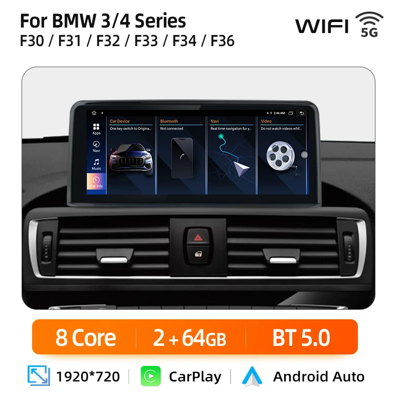 Junsun 1920*720 CarPlay Voor Apple Autoradio Multimedia Voor BMW 1 2 3 4 Serie F20 F21 F22 F30 F31 F32 F33 4G Wifi GPS Navigatie