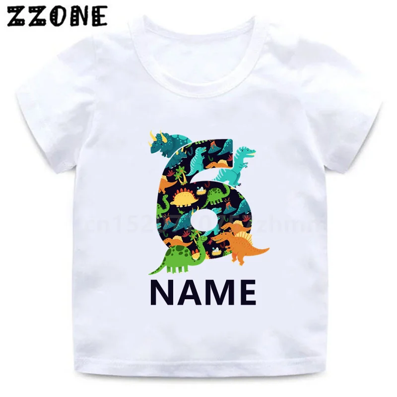 Boys T Shirts Happy Birthday 1 2 3 4 5 6 7 8 9 Years Kids Tshirt Cartoon Dinosaur T-shirts Children Tops Girls Clothes,HKP2684