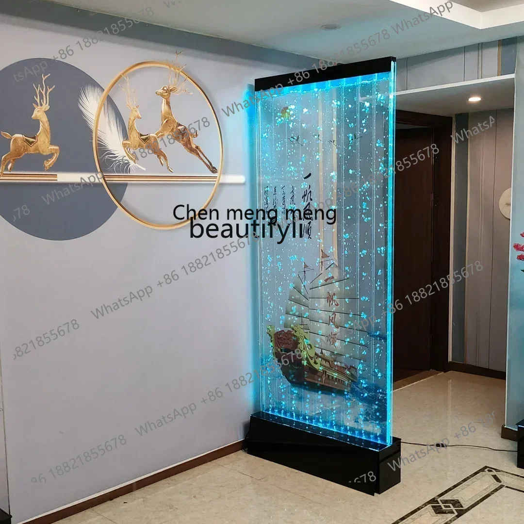 Smart Water Curtain Wall Flowing Water Subareas Screens Entrance Decoration Background Acrylic Bubble Wall