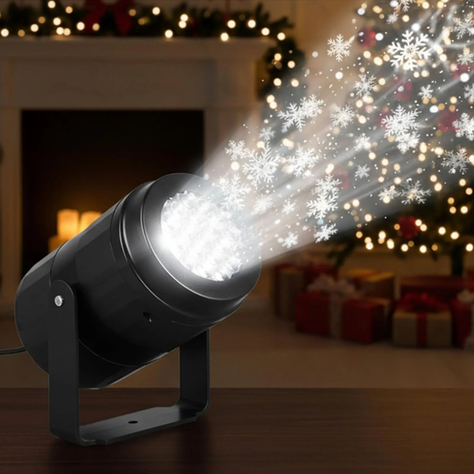Indoor Snowflake Christmas Projector Light–Lightweight USBPowered LED Snowfall Lamp for Walls,Rotating Holiday Display for Home