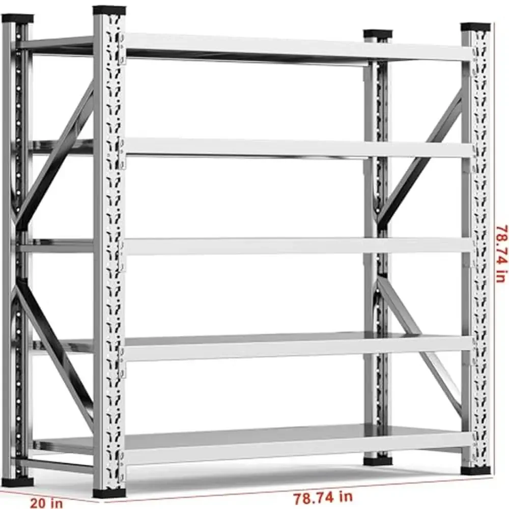 Adjustable 5 Tier Stainless Steel Garage Shelving 4400LBS Heavy Duty Shelf Rack Industrial Storage Unit