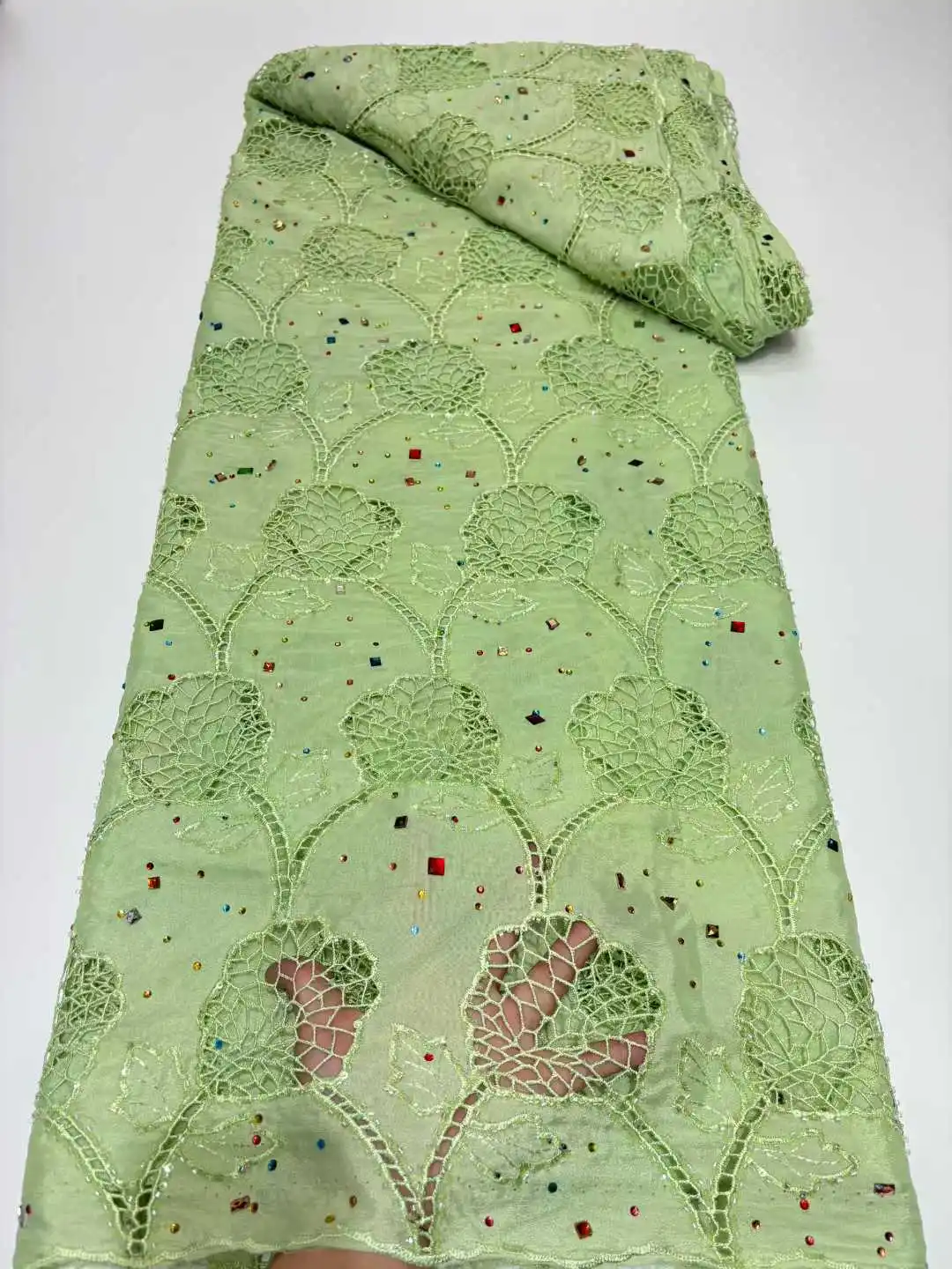 New Nigerian Stones Net Lace Fabric High Quality Lace African Tulle Material 5 Yards Net Tissu Fabric Sewing Party Dress