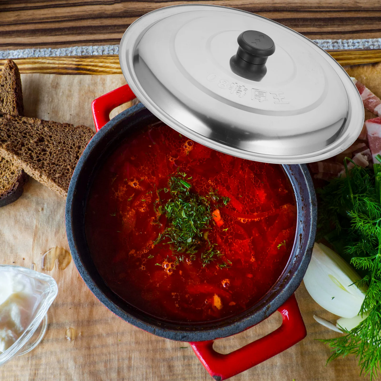 

Heavy Duty Stainless Steel Pot Cover Multi-Use Lid for Cylinders Barrels Water Buckets Household Kitchen Equipment